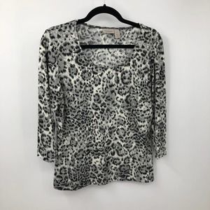 Easywear By Chico's Animal Scoop Neck Blouse S